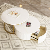 Modern Round Nesting Coffee Table with Drawer (Set of 2) by Harper&Bright Designs