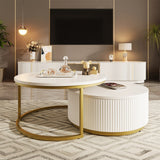 Modern Round Nesting Coffee Table with Drawer (Set of 2) by Harper&Bright Designs