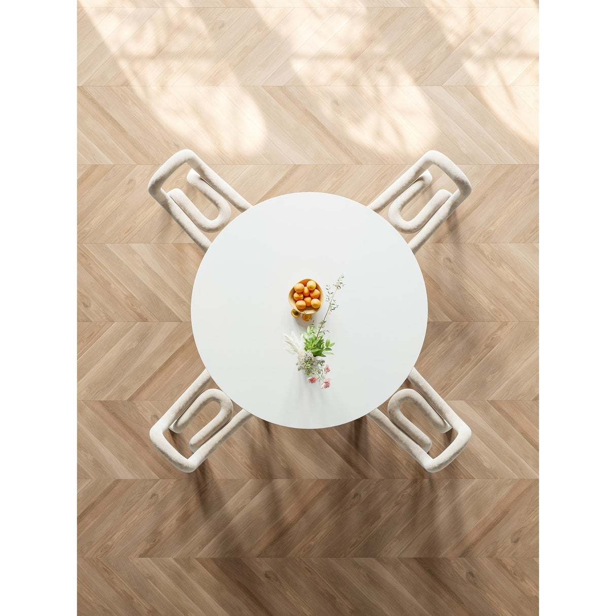 Modern Round Slate Dining Table with Pedestals for Dining Room
