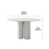 Modern Round Slate Dining Table with Pedestals for Dining Room