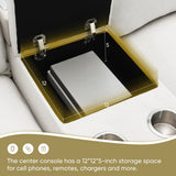 Modern Sectional Cloud Sofa with Console,USB,Reading Light,Cup Holder,4 Seat Chenille Modular Couch