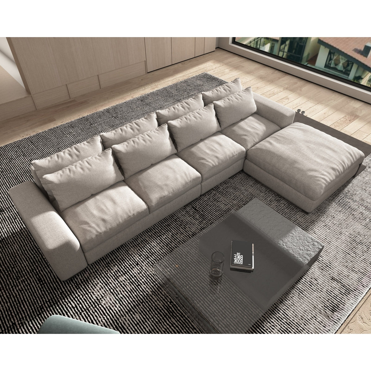 Modern Sectional Sofa with Feather and Down