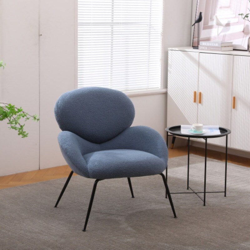 Modern Sherpa Chairs Accent Armchairs for Living Dining Room, Upholstered Chairs with Black Metal Legs, Comfy and Soft Chairs