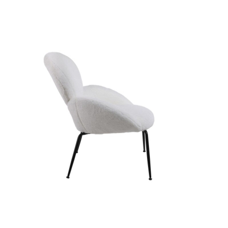 Modern Sherpa Chairs Accent Armchairs for Living Dining Room, Upholstered Chairs with Black Metal Legs, Comfy and Soft Chairs