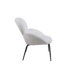 Modern Sherpa Chairs Accent Armchairs for Living Dining Room, Upholstered Chairs with Black Metal Legs, Comfy and Soft Chairs