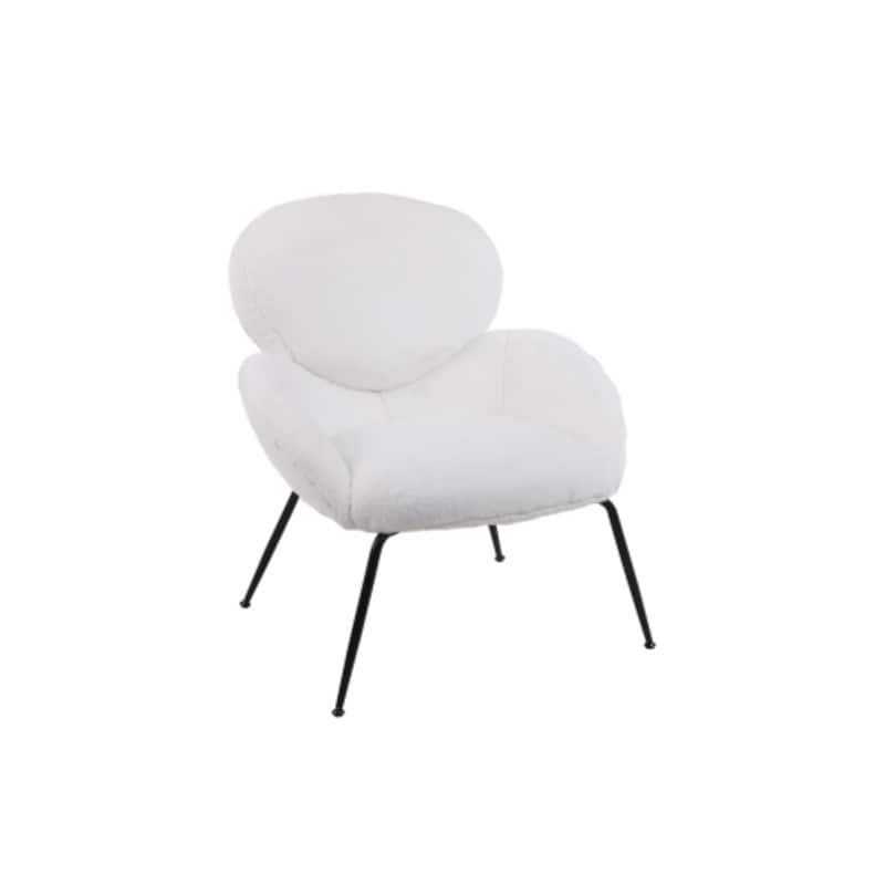 Modern Sherpa Chairs Accent Armchairs for Living Dining Room, Upholstered Chairs with Black Metal Legs, Comfy and Soft Chairs