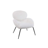 Modern Sherpa Chairs Accent Armchairs for Living Dining Room, Upholstered Chairs with Black Metal Legs, Comfy and Soft Chairs