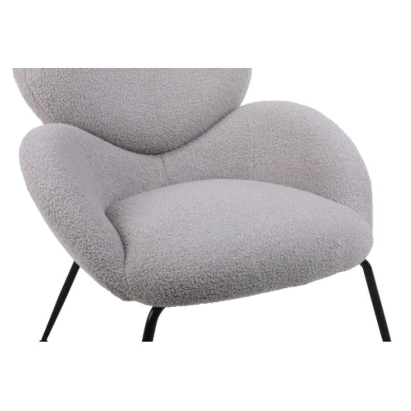 Modern Sherpa Chairs Accent Armchairs for Living Dining Room, Upholstered Chairs with Black Metal Legs, Comfy and Soft Chairs