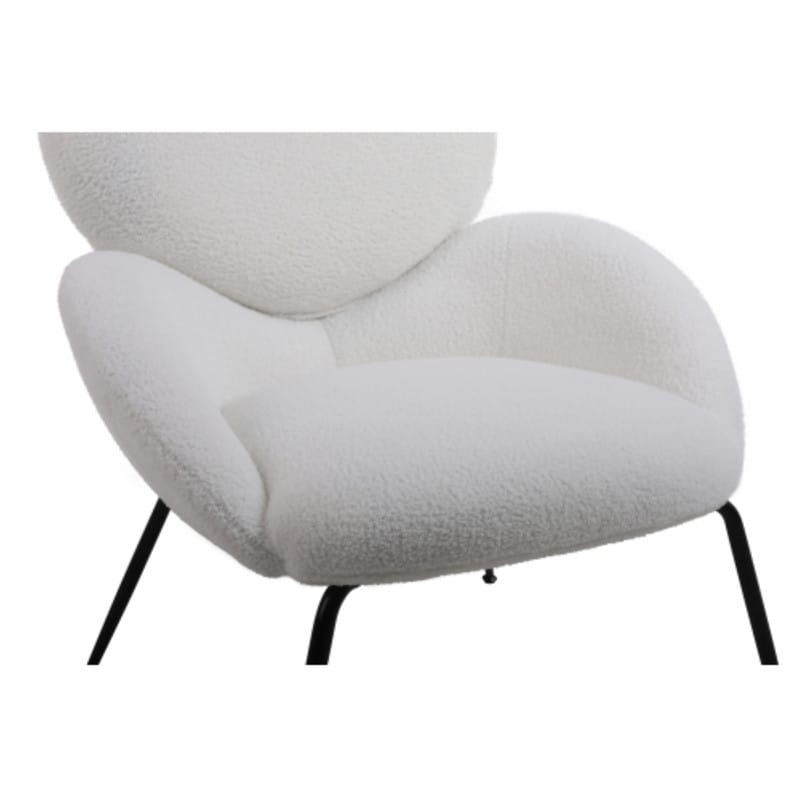 Modern Sherpa Chairs Accent Armchairs for Living Dining Room, Upholstered Chairs with Black Metal Legs, Comfy and Soft Chairs