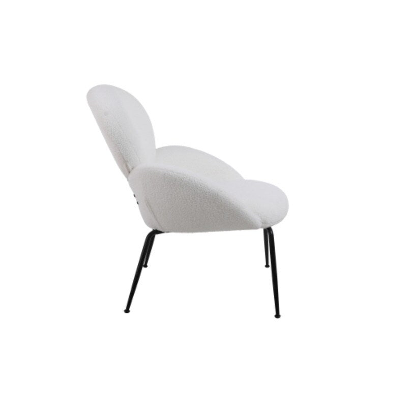 Modern Sherpa Chairs Accent Armchairs for Living Dining Room, Upholstered Chairs with Black Metal Legs, Comfy and Soft Chairs