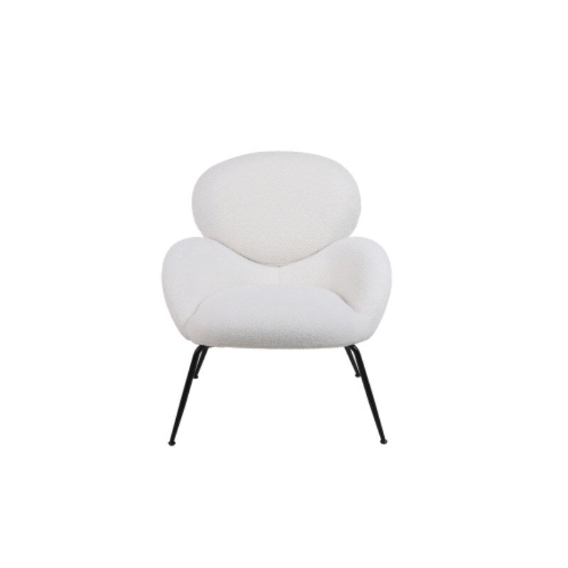 Modern Sherpa Chairs Accent Armchairs for Living Dining Room, Upholstered Chairs with Black Metal Legs, Comfy and Soft Chairs
