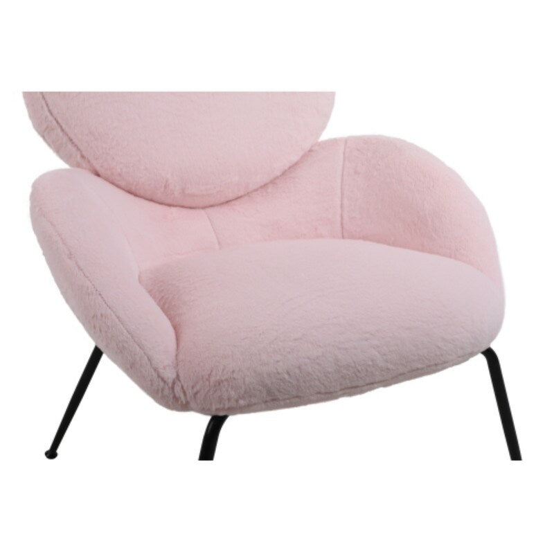 Modern Sherpa Chairs Accent Armchairs for Living Dining Room, Upholstered Chairs with Black Metal Legs, Comfy and Soft Chairs