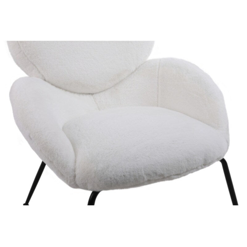 Modern Sherpa Chairs Accent Armchairs for Living Dining Room, Upholstered Chairs with Black Metal Legs, Comfy and Soft Chairs