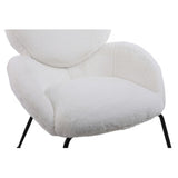 Modern Sherpa Chairs Accent Armchairs for Living Dining Room, Upholstered Chairs with Black Metal Legs, Comfy and Soft Chairs