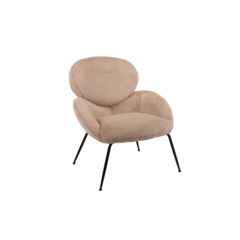 Modern Sherpa Chairs Accent Armchairs for Living Dining Room, Upholstered Chairs with Black Metal Legs, Comfy and Soft Chairs