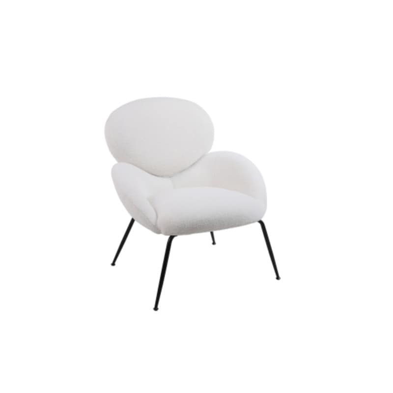 Modern Sherpa Chairs Accent Armchairs for Living Dining Room, Upholstered Chairs with Black Metal Legs, Comfy and Soft Chairs