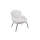 Modern Sherpa Chairs Accent Armchairs for Living Dining Room, Upholstered Chairs with Black Metal Legs, Comfy and Soft Chairs