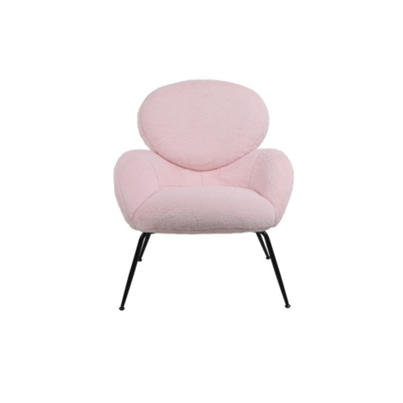 Modern Sherpa Chairs Accent Armchairs for Living Dining Room, Upholstered Chairs with Black Metal Legs, Comfy and Soft Chairs