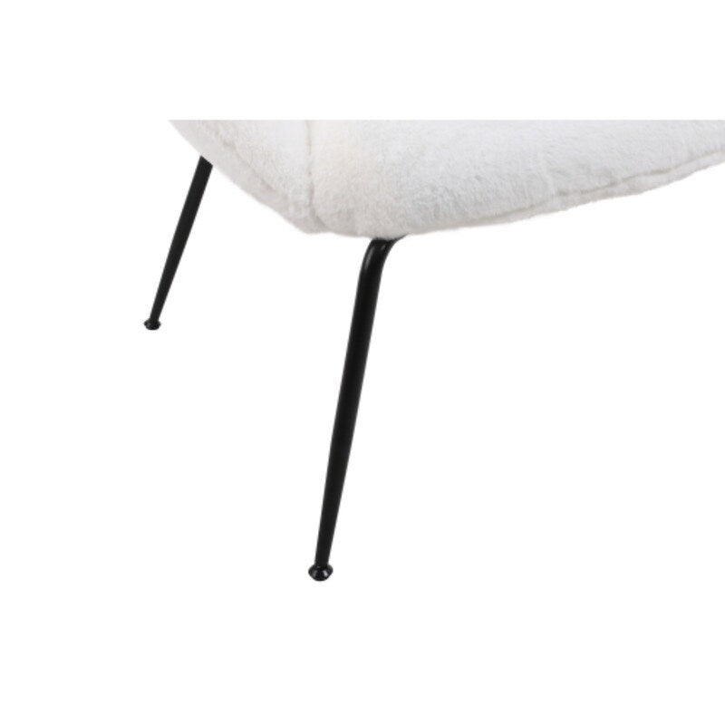 Modern Sherpa Chairs Accent Armchairs for Living Dining Room, Upholstered Chairs with Black Metal Legs, Comfy and Soft Chairs