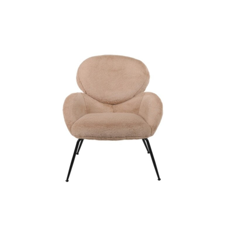 Modern Sherpa Chairs Accent Armchairs for Living Dining Room, Upholstered Chairs with Black Metal Legs, Comfy and Soft Chairs