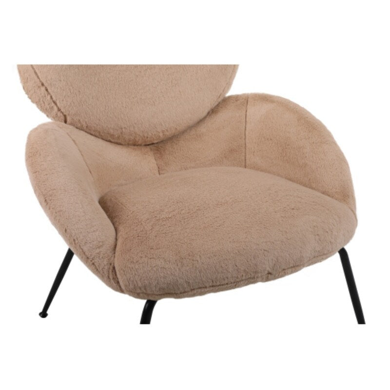 Modern Sherpa Chairs Accent Armchairs for Living Dining Room, Upholstered Chairs with Black Metal Legs, Comfy and Soft Chairs