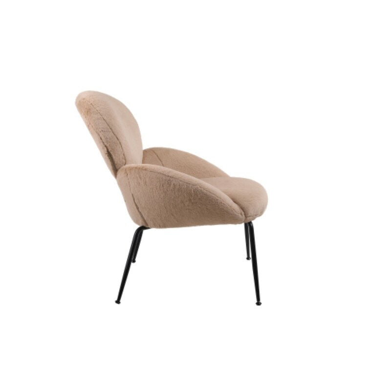 Modern Sherpa Chairs Accent Armchairs for Living Dining Room, Upholstered Chairs with Black Metal Legs, Comfy and Soft Chairs