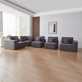 Modern Sherpa Fabric Sectional Sofa - Large, Comfortable, Ideal for Families,Gray