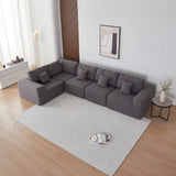 Modern Sherpa Fabric Sectional Sofa - Large, Comfortable, Ideal for Families,Gray