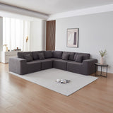 Modern Sherpa Fabric Sectional Sofa - Large, Comfortable, Ideal for Families,Gray