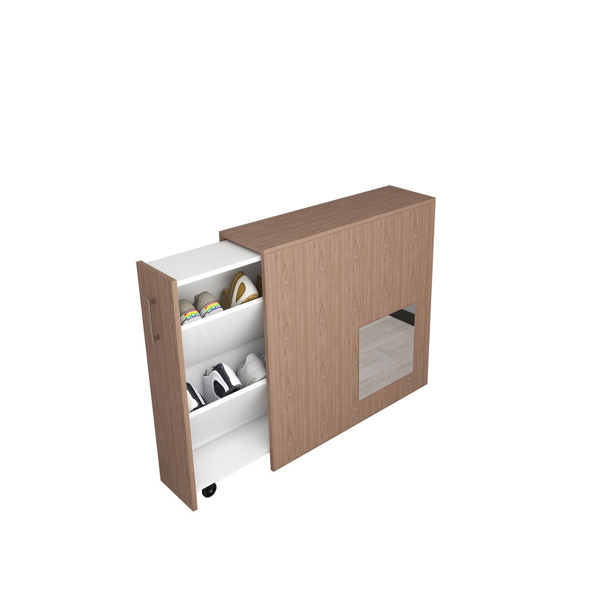 Modern Shoe Cabinet with Hidden Shoe Rack Pull-out Freestanding