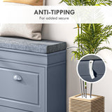 Modern Shoe Rack Bench for Entryway, Storage Organizer with Cushion, 2 Drawers, Adjustable Shelf
