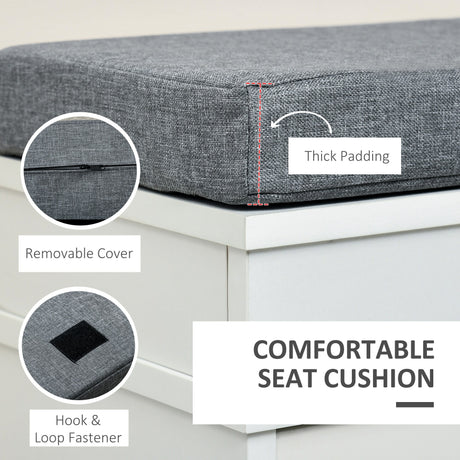 Modern Shoe Rack Bench for Entryway, Storage Organizer with Cushion, 2 Drawers, Adjustable Shelf