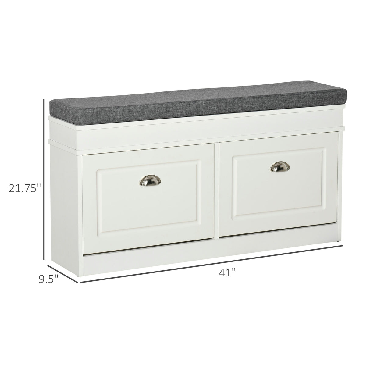 Modern Shoe Rack Bench for Entryway, Storage Organizer with Cushion, 2 Drawers, Adjustable Shelf