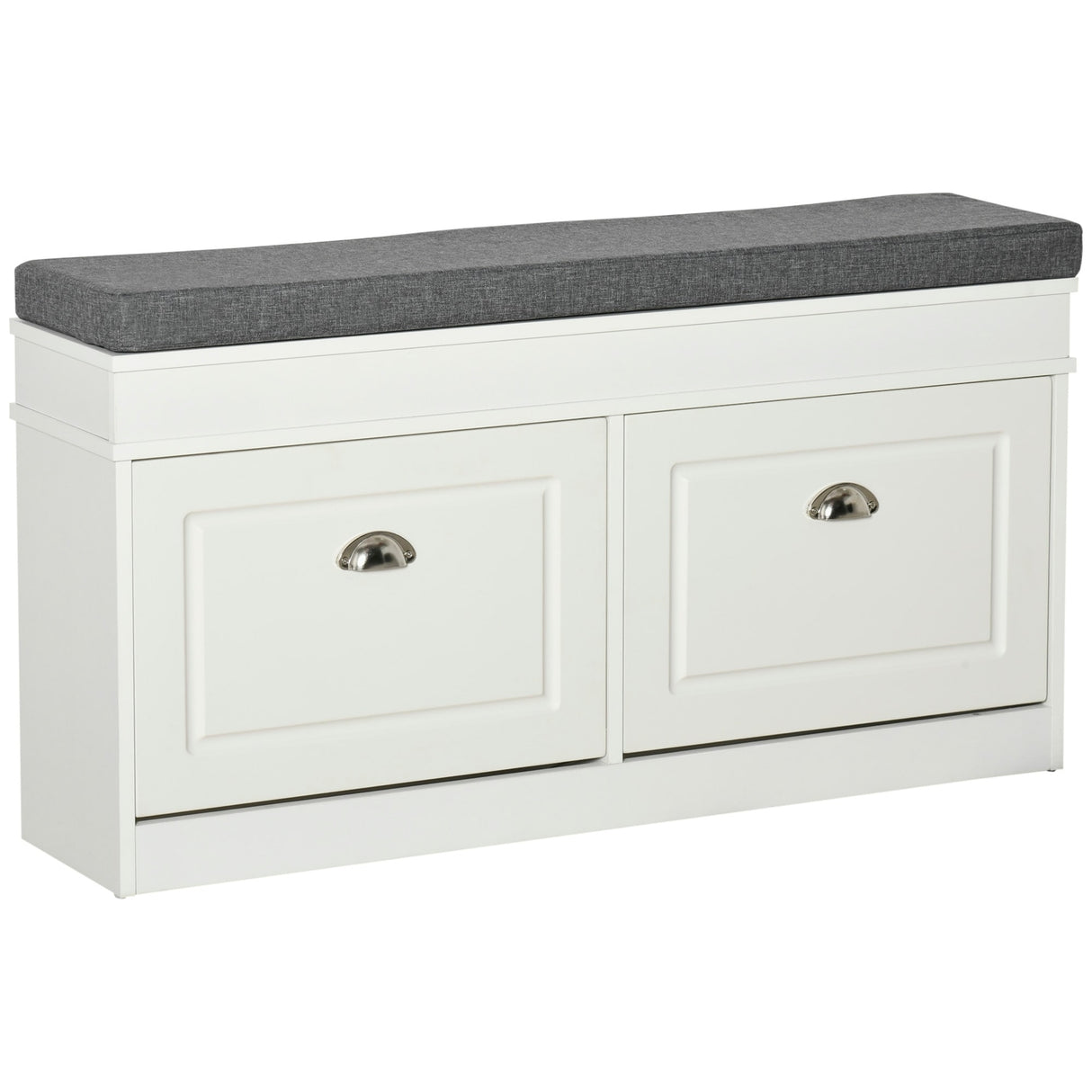 Modern Shoe Rack Bench for Entryway, Storage Organizer with Cushion, 2 Drawers, Adjustable Shelf