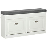 Modern Shoe Rack Bench for Entryway, Storage Organizer with Cushion, 2 Drawers, Adjustable Shelf