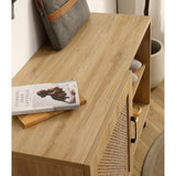 Modern Shoe-Storage Cabinet with Natural Rattan Mesh Door
