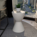 14-Inch Round Side Table in Fiberstone Modern Accent End Table for Indoor and Outdoor