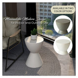 14-Inch Round Side Table in Fiberstone Modern Accent End Table for Indoor and Outdoor