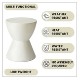 14-Inch Round Side Table in Fiberstone Modern Accent End Table for Indoor and Outdoor