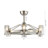 Modern Silver 6-Light 3-Blades Glass Shade Chandelier Ceiling Fan with Light and Remote - 34-in W x 31.6-in H