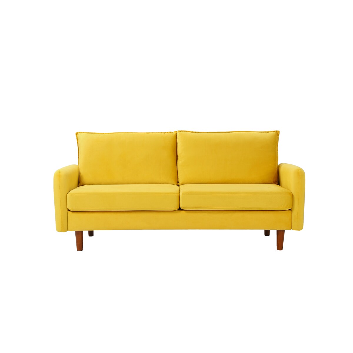 Modern Simple Velvet Sofa Loveseat with Wood Legs