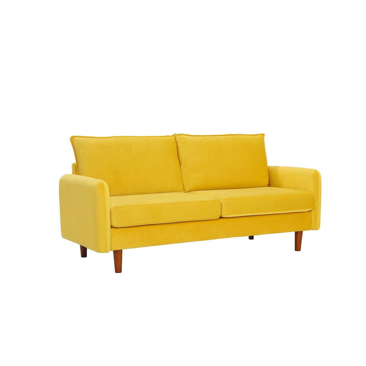 Modern Simple Velvet Sofa Loveseat with Wood Legs
