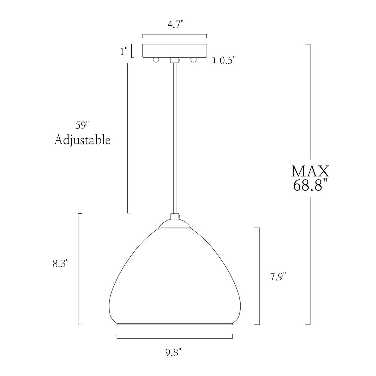 Gloam Modern Single Dome 1-Light Smoked Gray Glass Kitchen Island Art Deco Pendant - D9.8"* H8.3"