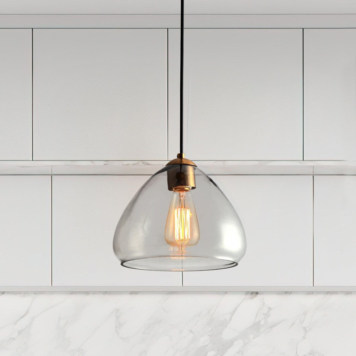 Gloam Modern Single Dome 1-Light Smoked Gray Glass Kitchen Island Art Deco Pendant - D9.8"* H8.3"