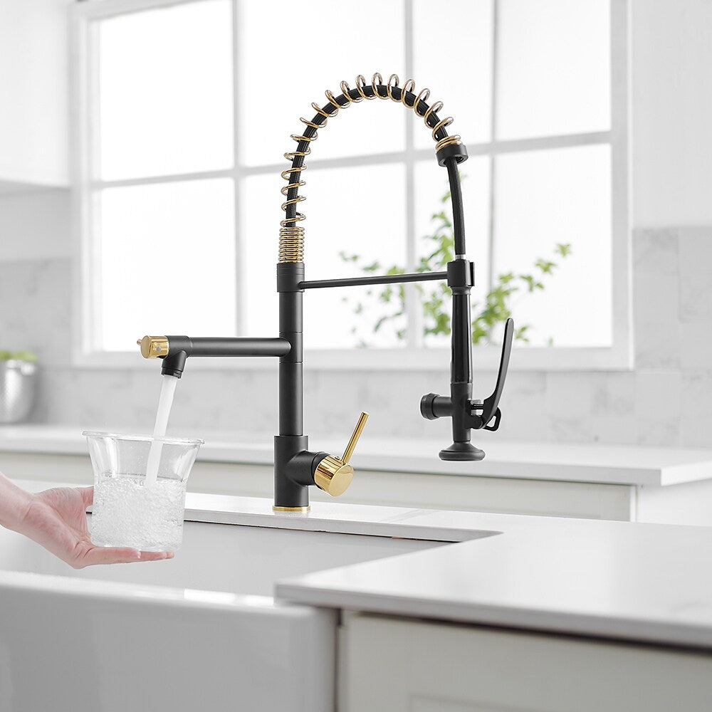 Modern Single Handle Swivel Kitchen Faucet with Sprayer Function