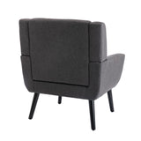 Modern Soft Linen Ergonomics Accent Chair Living Room Chair Bedroom Chair Home Chair With Black Legs