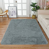 Modern Soft PV Plush Furry Area Rug - Non-Slip Fuzzy Shag - Floor Carpet for Bedroom, Living Room, Nursery - Solid Color