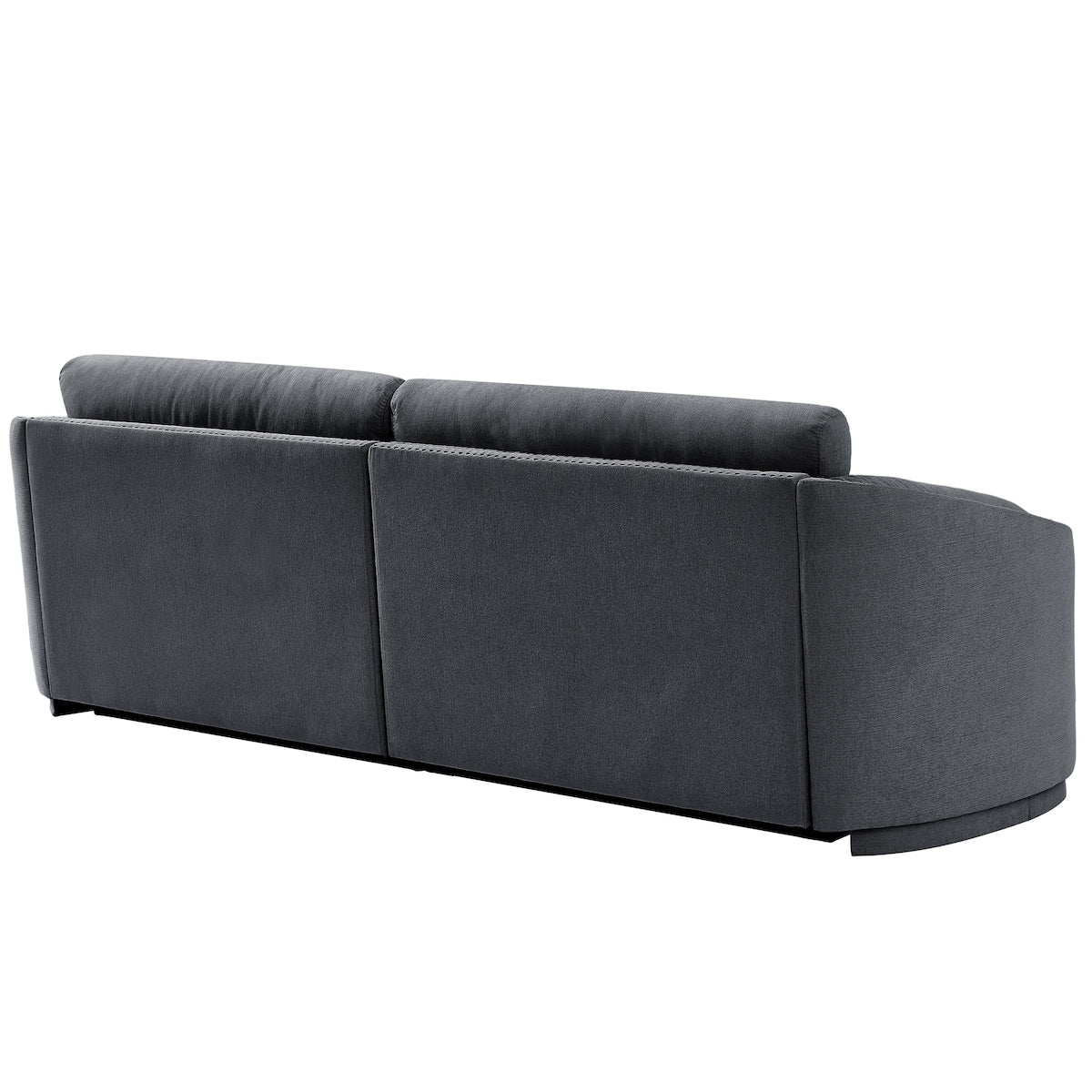 Modern Solid Wood Frame Sofa with Semilunar Arm and Rivet Detailing