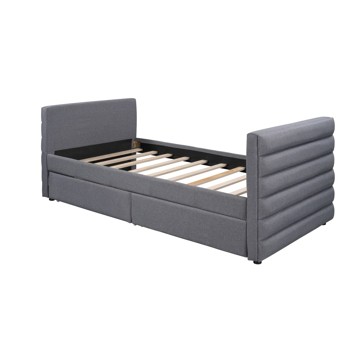 Modern Linen Upholstered Twin Daybed With Two Drawers