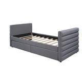 Modern Linen Upholstered Twin Daybed With Two Drawers